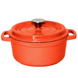 SOGA Cast Iron 26cm Enamel Porcelain Stewpot Casserole Stew Cooking Pot With Lid 5L Orange