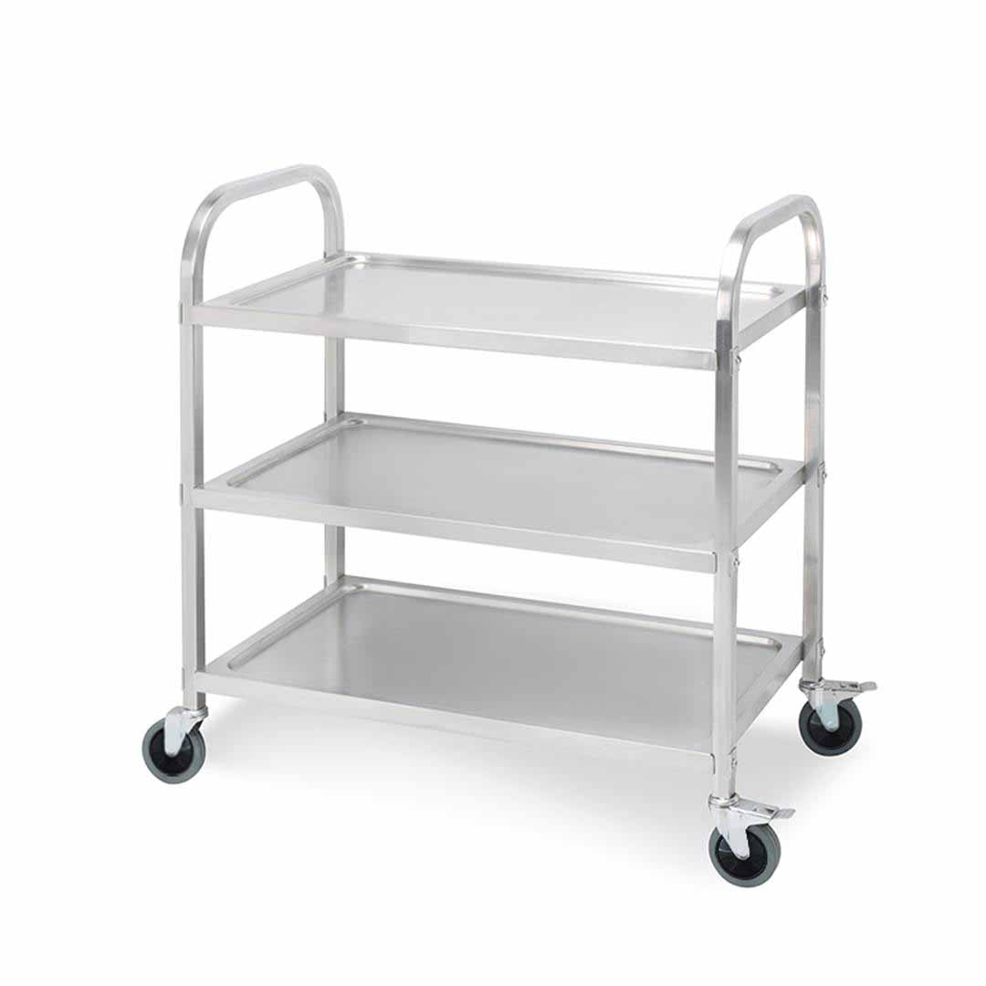 SOGA 3 Tier 85x45x90cm Stainless Steel Kitchen Dinning Food Cart Trolley Utility Size Medium