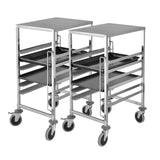 SOGA 2X Gastronorm Trolley 7 Tier Stainless Steel Bakery Trolley Suits 60cmx40cm Tray with Working Surface