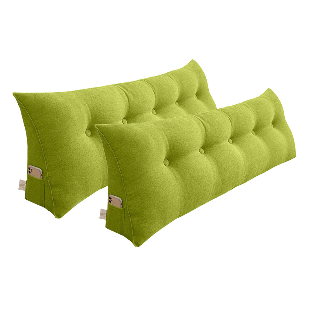 SOGA 2X 180cm Green Triangular Wedge Bed Pillow Headboard Backrest Bedside Tatami Cushion Home Decor