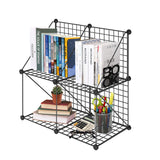 SOGA Black Portable 4-Cube 2 Column Storage Organiser Foldable DIY Modular Grid Space Saving Shelf