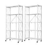 SOGA 2X 5 Tier Steel White Foldable Kitchen Cart Multi-Functional Shelves Portable Storage Organizer with Wheels