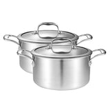 SOGA 2X 22cm Stainless Steel Soup Pot Stock Cooking Stockpot Heavy Duty Thick Bottom with Glass Lid