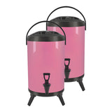 SOGA 2X 10L Stainless Steel Insulated Milk Tea Barrel Hot and Cold Beverage Dispenser Container with Faucet Pink