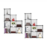 SOGA 2X Black Portable 9-Cube 3 Column Storage Organiser Foldable DIY Modular Grid Space Saving Shelf