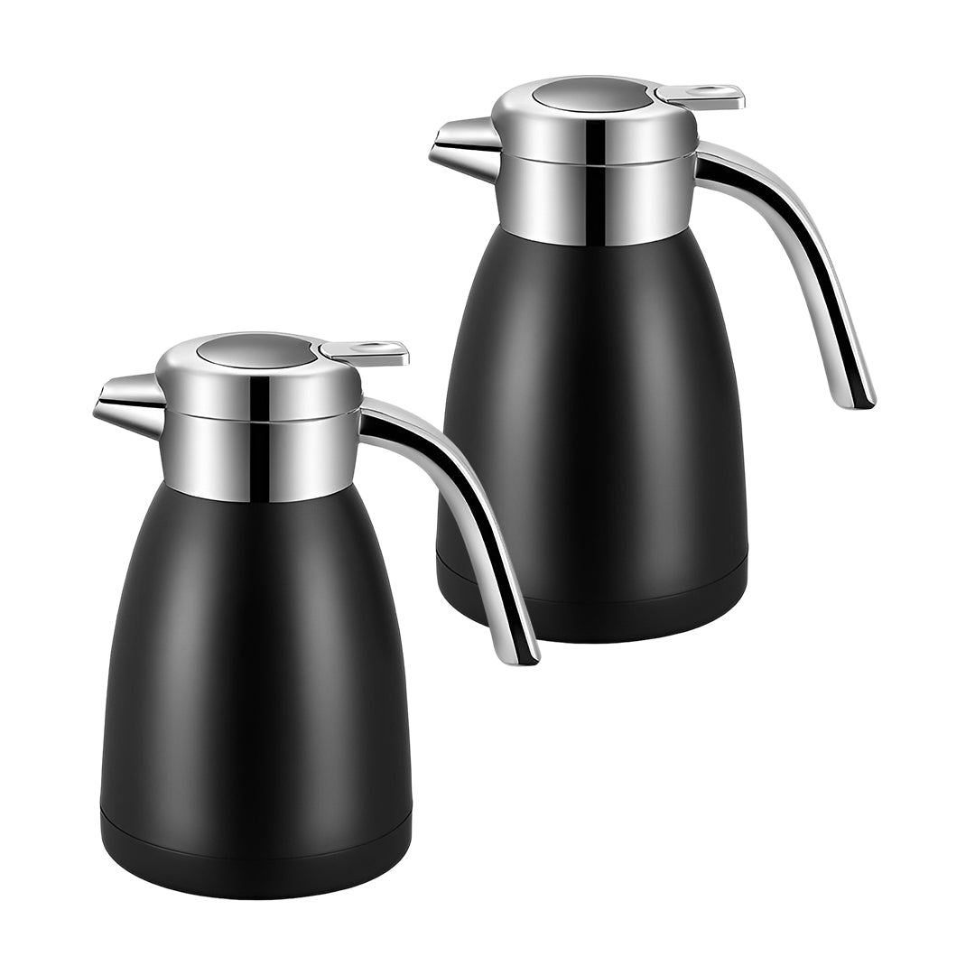 SOGA 2X 2.2L Stainless Steel Kettle Insulated Vacuum Flask Water Coffee Jug Thermal Black