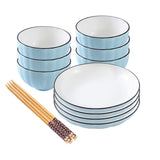 SOGA Blue Japanese Style Ceramic Dinnerware Crockery Soup Bowl Plate Server Kitchen Home Decor Set of 10