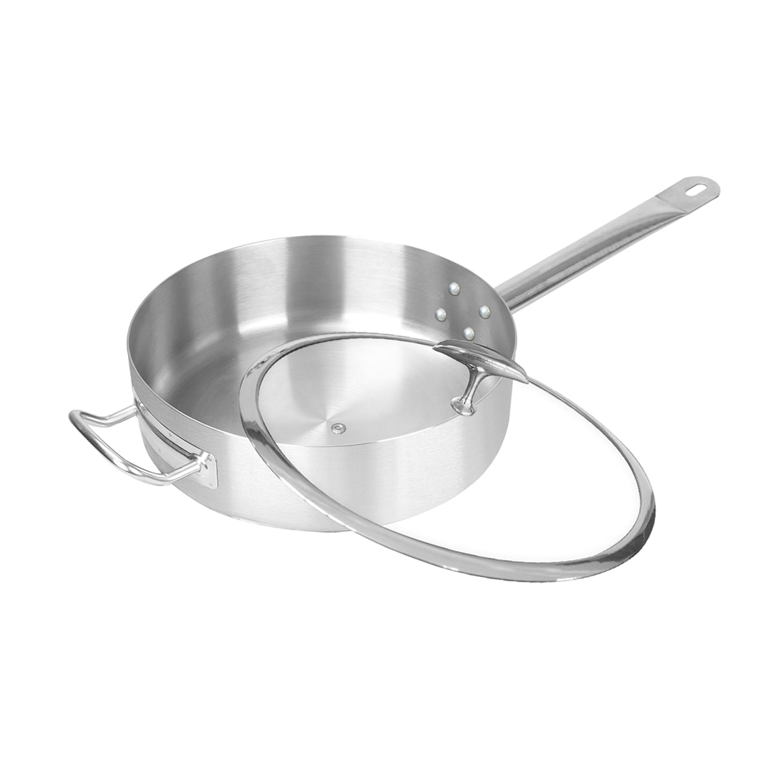 SOGA 30cm Stainless Steel Saucepan Sauce pan with Glass Lid and Helper Handle Triple Ply Base Cookware