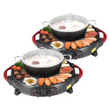 SOGA 2X 2  in 1 Electric Stone Coated Teppanyaki Grill Plate Steamboat Hotpot