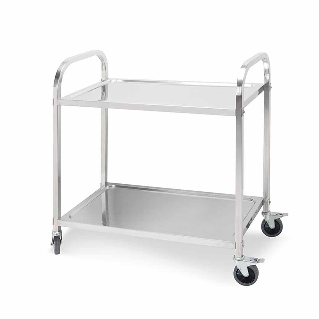 SOGA 2 Tier 75x40x83.5cm Stainless Steel Kitchen Dinning Food Cart Trolley Utility Small