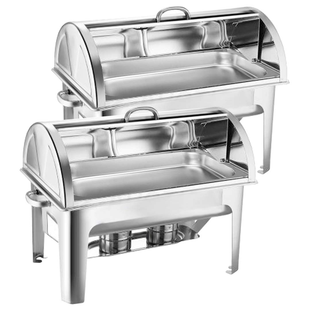 SOGA 2X 9L Stainless Steel Full Size Roll Top Chafing Dish Food Warmer