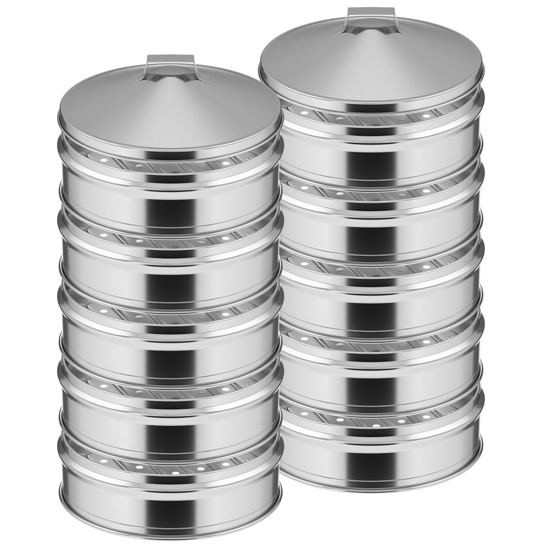 SOGA 2X 5 Tier Stainless Steel Steamers With Lid Work inside of Basket Pot Steamers 25cm