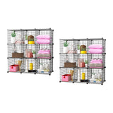 SOGA 2X Black Portable 9-Cube Storage Organiser Foldable DIY Modular Grid Space Saving Shelf