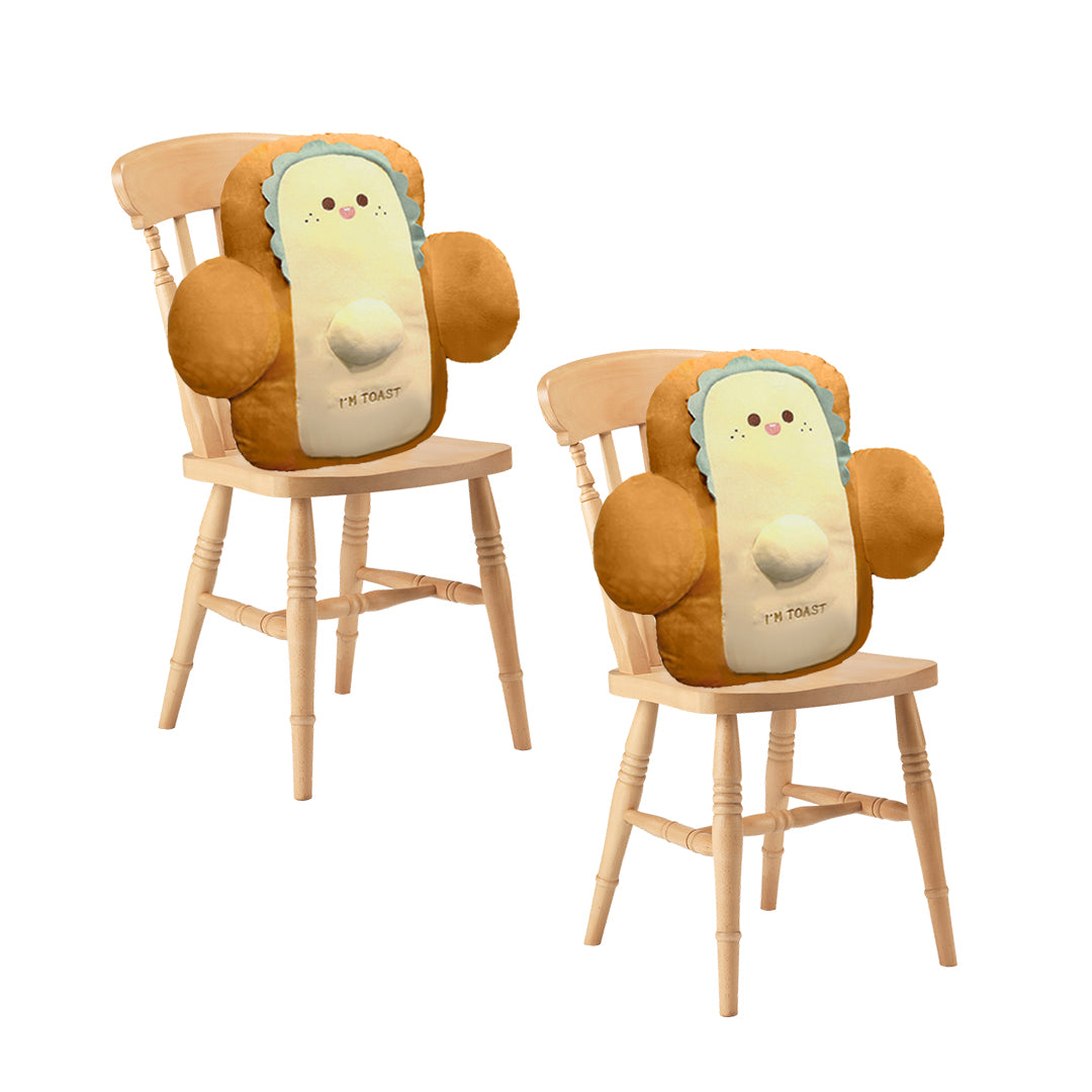 SOGA 2X 48cm Cute Face Toast Bread Cushion Stuffed Car Seat Plush Cartoon Back Support Pillow Home Decor