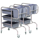 SOGA 2X 3 Tier Food Trolley Food Waste Cart Five Buckets Kitchen Food Utility 80x43x89cm Round