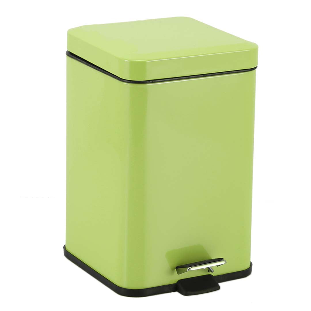 SOGA Foot Pedal Stainless Steel Rubbish Recycling Garbage Waste Trash Bin Square 12L Green