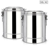 SOGA 2X 30L Stainless Steel Insulated Stock Pot Hot & Cold Beverage Container