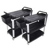 SOGA 2X 3 Tier Food Trolley Food Waste Cart w/ 2 Bin Food Utility Kitchen Large