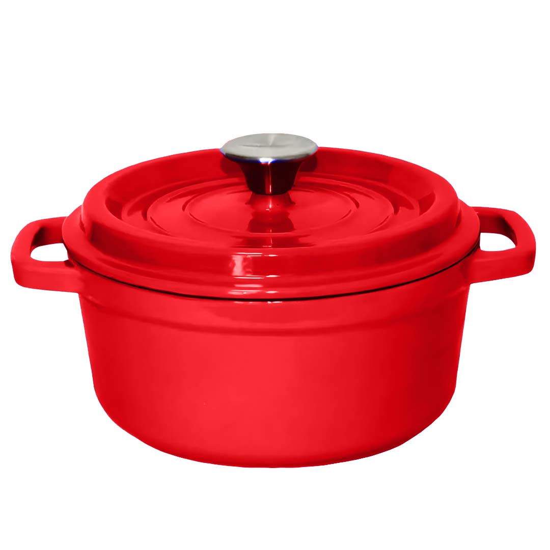 SOGA Cast Iron 22cm Enamel Porcelain Stewpot Casserole Stew Cooking Pot With Lid 2.7L Red