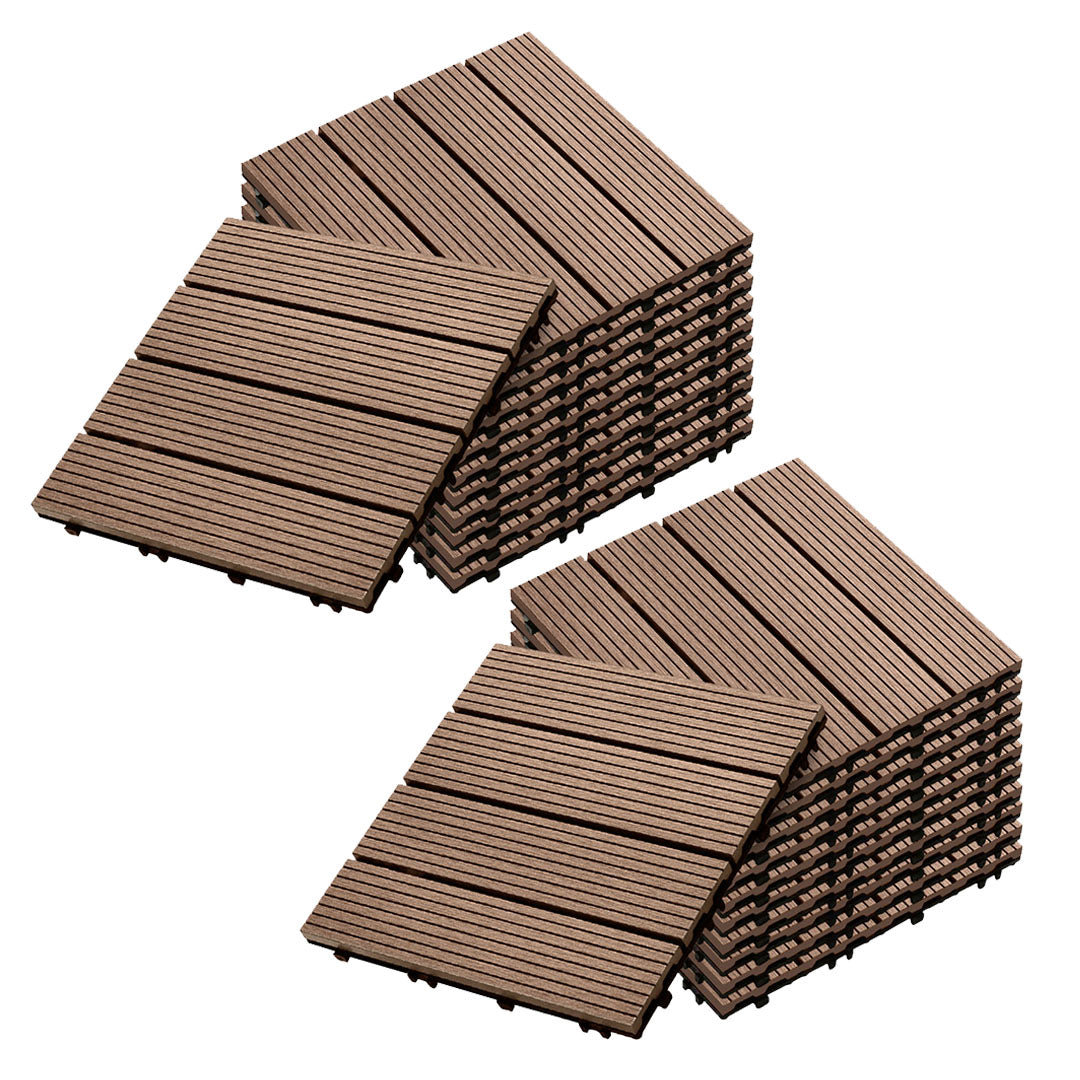 SOGA 2X 11 pcs Light Chocolate DIY Wooden Composite Decking Tiles Garden Outdoor Backyard Flooring Home Decor