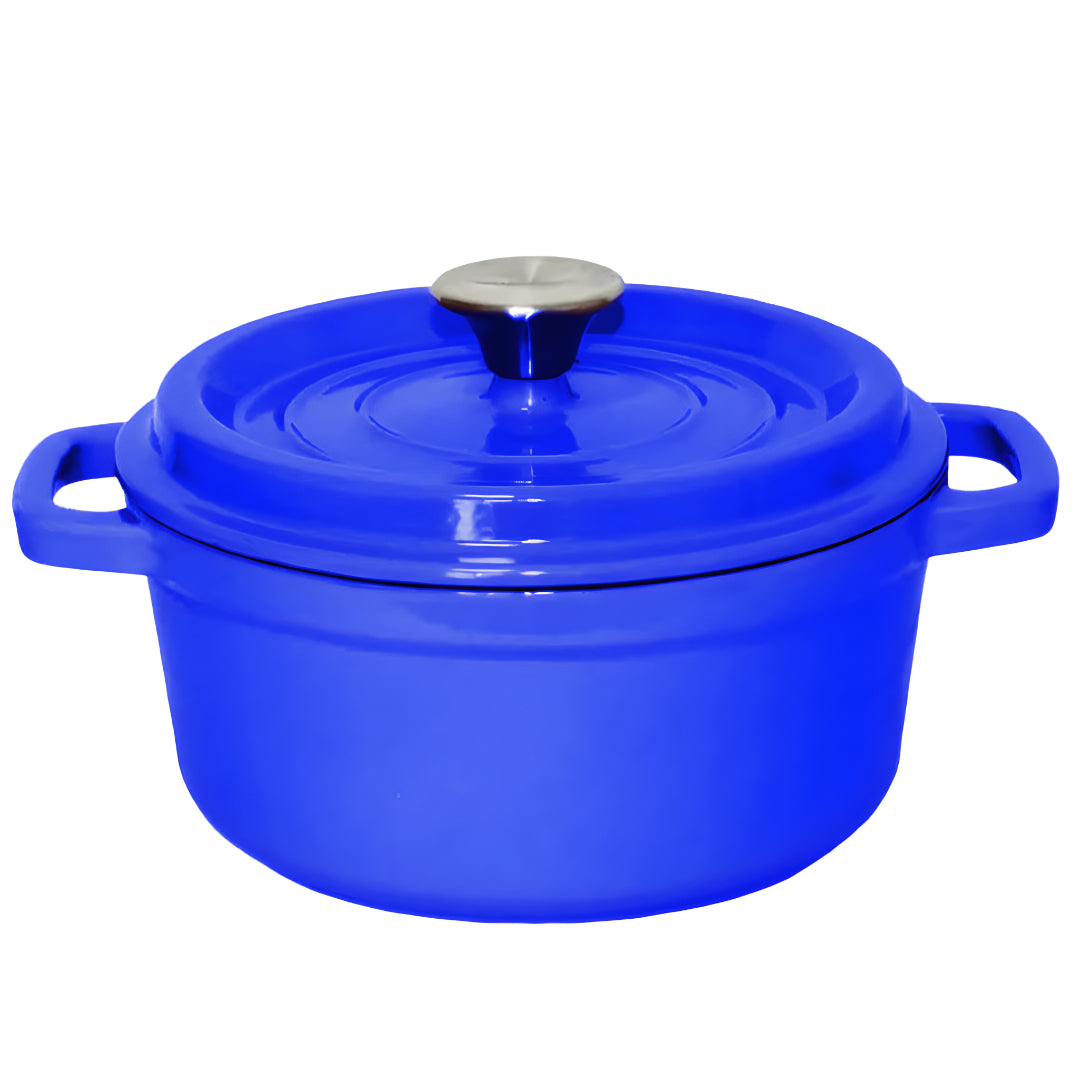 SOGA Cast Iron 24cm Enamel Porcelain Stewpot Casserole Stew Cooking Pot With Lid 3.6L Blue