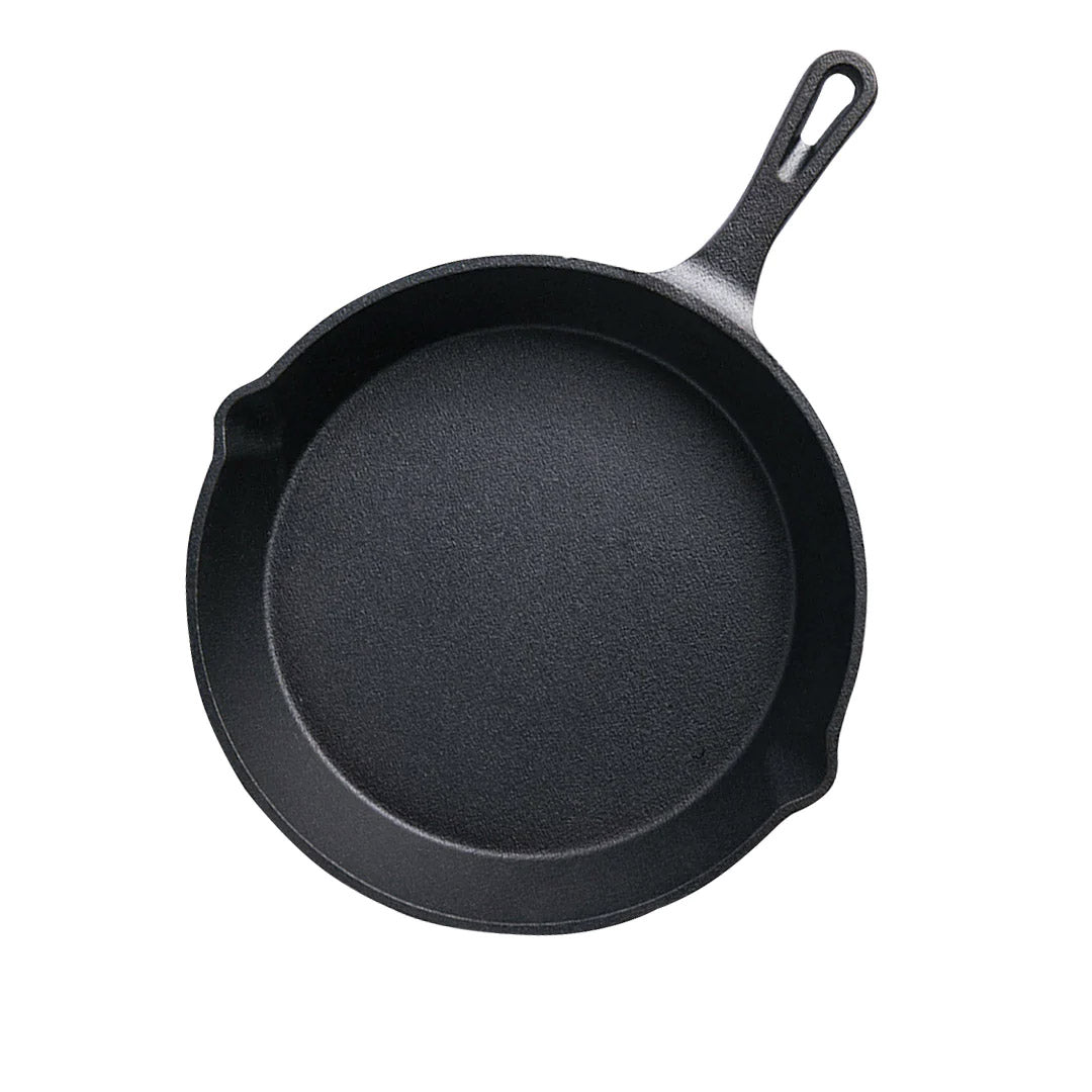 SOGA 26cm Round Cast Iron Frying Pan Skillet Steak Sizzle Platter with Handle