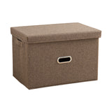 SOGA Coffee Large Foldable Canvas Storage Box Cube Clothes Basket Organiser Home Decorative Box