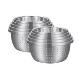 SOGA 2X Stainless Steel Nesting Basin Colander Perforated Kitchen Sink Washing Bowl Metal Basket Strainer Set of 5