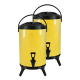 SOGA 2X 8L Stainless Steel Insulated Milk Tea Barrel Hot and Cold Beverage Dispenser Container with Faucet Yellow