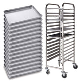 SOGA Gastronorm Trolley 15 Tier Stainless Steel with Aluminum Baking Pan Cooking Tray for Bakers