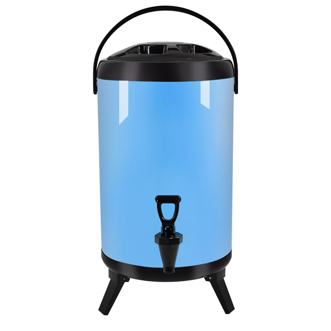 SOGA 16L Stainless Steel Insulated Milk Tea Barrel Hot and Cold Beverage Dispenser Container with Faucet Blue