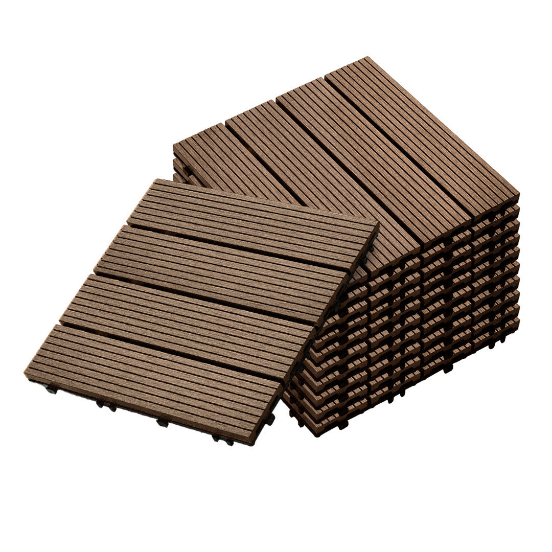 SOGA 11 pcs Dark Chocolate DIY Wooden Composite Decking Tiles Garden Outdoor Backyard Flooring Home Decor