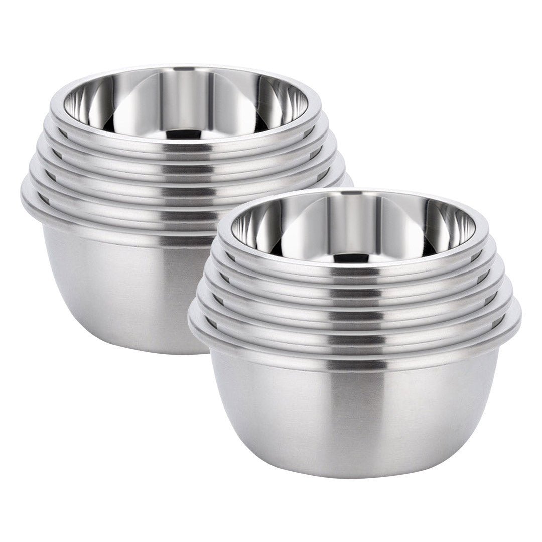 SOGA 2X 5Pcs Deepen Polished Stainless Steel Stackable Baking Washing Mixing Bowls Set Food Storage Basin