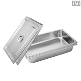 SOGA 2X Gastronorm GN Pan Full Size 1/1 GN Pan 10cm Deep Stainless Steel Tray With Lid