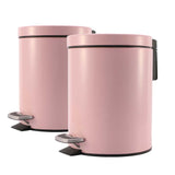 SOGA 2X 12L Foot Pedal Stainless Steel Rubbish Recycling Garbage Waste Trash Bin Round Pink