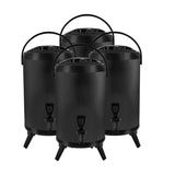 SOGA 4X 8L Stainless Steel Insulated Milk Tea Barrel Hot and Cold Beverage Dispenser Container with Faucet Black