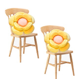 SOGA 2X  Yellow Double Flower Shape Cushion Soft Bedside Floor Plush Pillow Home Decor