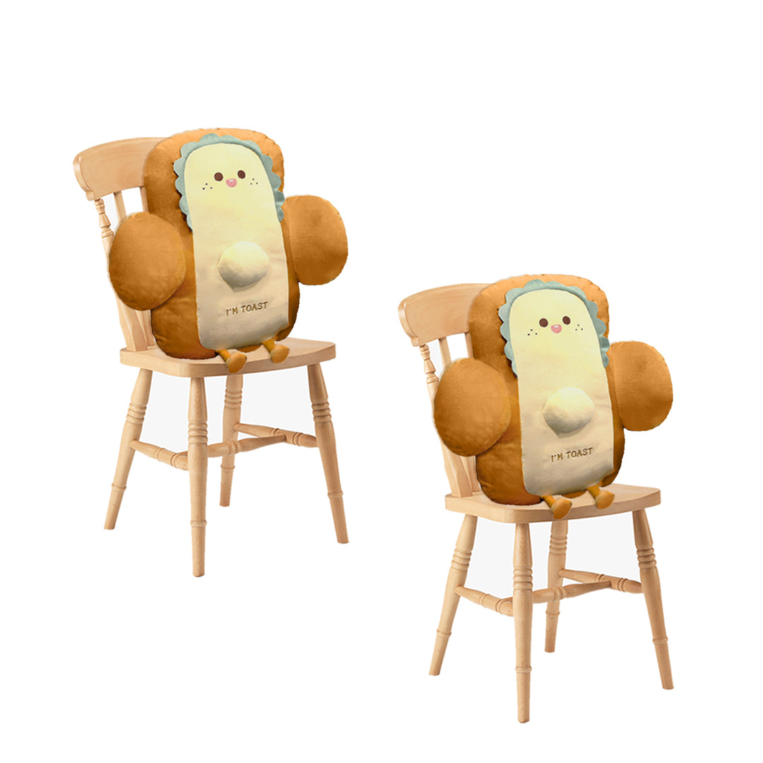 SOGA 2X 58cm Cute Face Toast Bread Cushion Stuffed Car Seat Plush Cartoon Back Support Pillow Home Decor