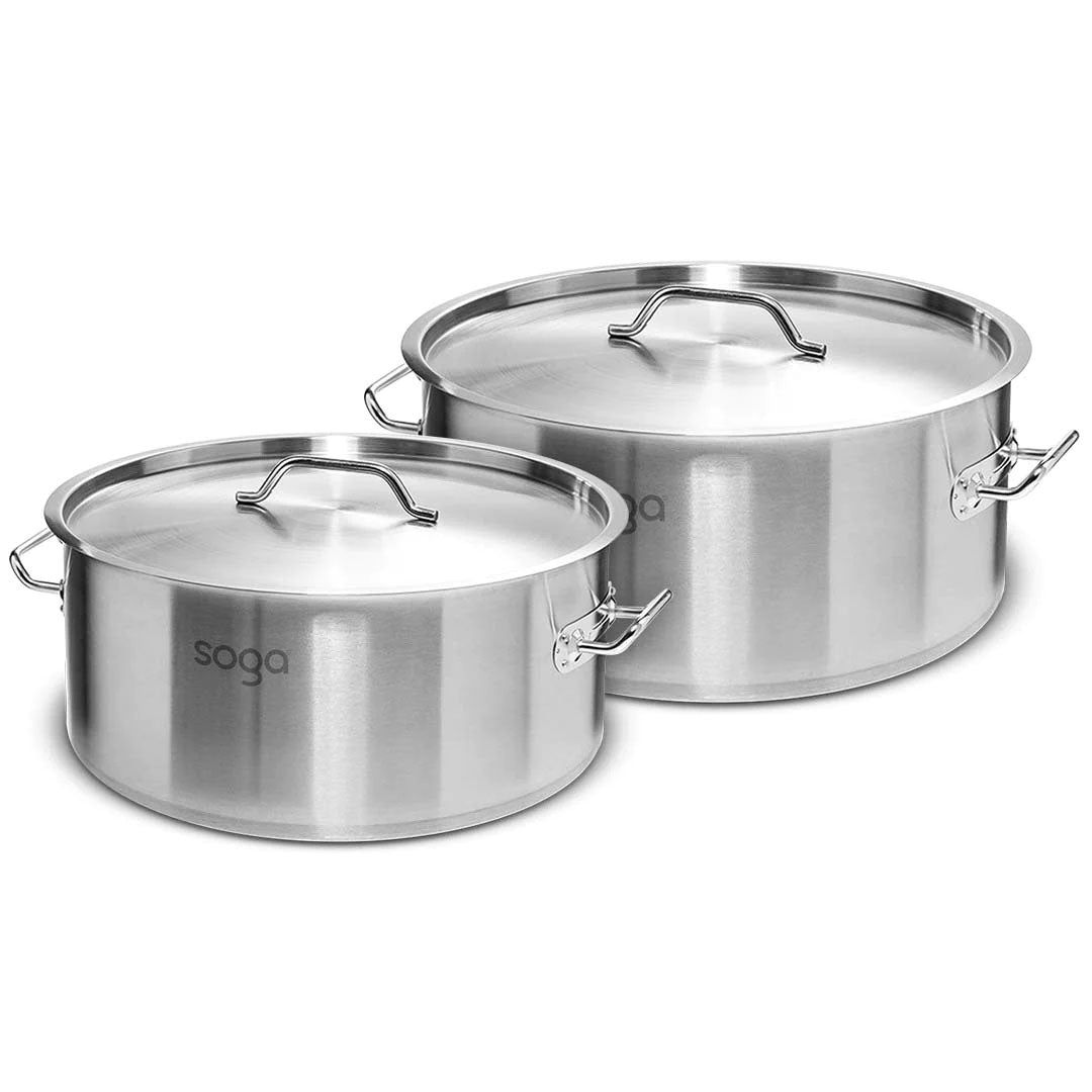 SOGA Stock Pot 14L 23L Top Grade Thick Stainless Steel Stockpot 18/10