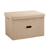 SOGA Beige Small Foldable Canvas Storage Box Cube Clothes Basket Organiser Home Decorative Box