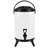 SOGA 10L Stainless Steel Insulated Milk Tea Barrel Hot and Cold Beverage Dispenser Container with Faucet White