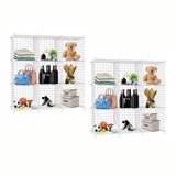 SOGA 2X White Portable 9-Cube 3 Column Storage Organiser Foldable DIY Modular Grid Space Saving Shelf