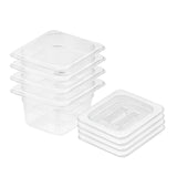 SOGA 100mm Clear Gastronorm GN Pan 1/6 Food Tray Storage Bundle of 4 with Lid