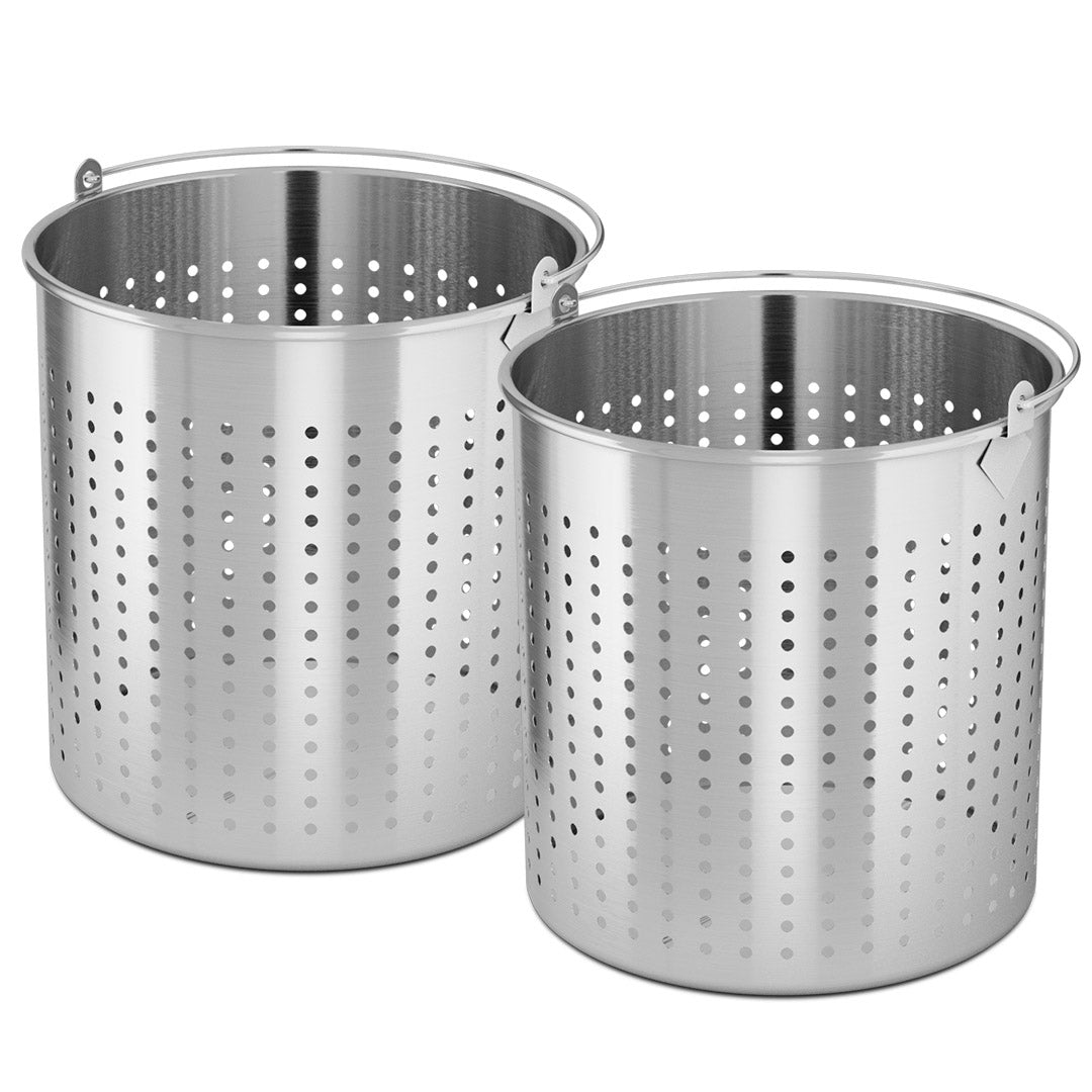 SOGA 2X 71L 18/10 Stainless Steel Perforated Stockpot Basket Pasta Strainer with Handle