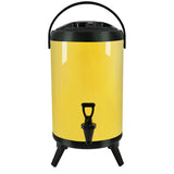 SOGA 16L Stainless Steel Insulated Milk Tea Barrel Hot and Cold Beverage Dispenser Container with Faucet Yellow