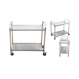 SOGA 2X 2 Tier 75x40x83.5cm Stainless Steel Kitchen Dinning Food Cart Trolley Utility Small