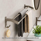 SOGA 2X 62cm Gray Wall-Mounted Double Pole Towel Holder Bathroom Organiser Rail Hanger with Hooks