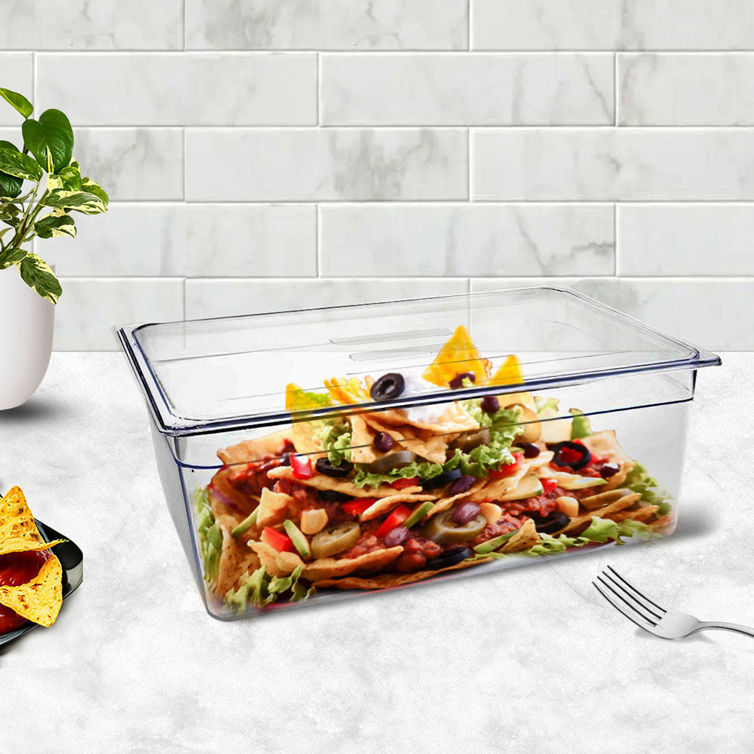 SOGA 200mm Clear Gastronorm GN Pan 1/1 Food Tray Storage Bundle of 4 with Lid