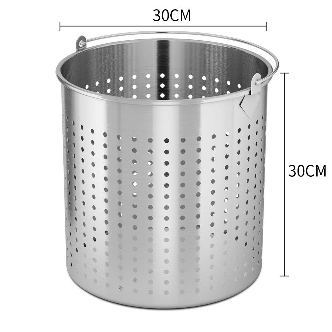 SOGA 2X 21L 18/10 Stainless Steel Perforated Stockpot Basket Pasta Strainer with Handle