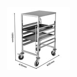 SOGA Gastronorm Trolley 7 Tier Stainless Steel Bakery Trolley Suits 60cmx40cm Tray with Working Surface